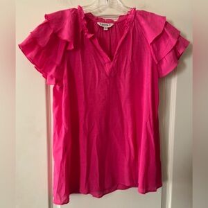 Nanette Lepore Fuchsia Ruffle Sleeve Blouse Women’s Size Medium